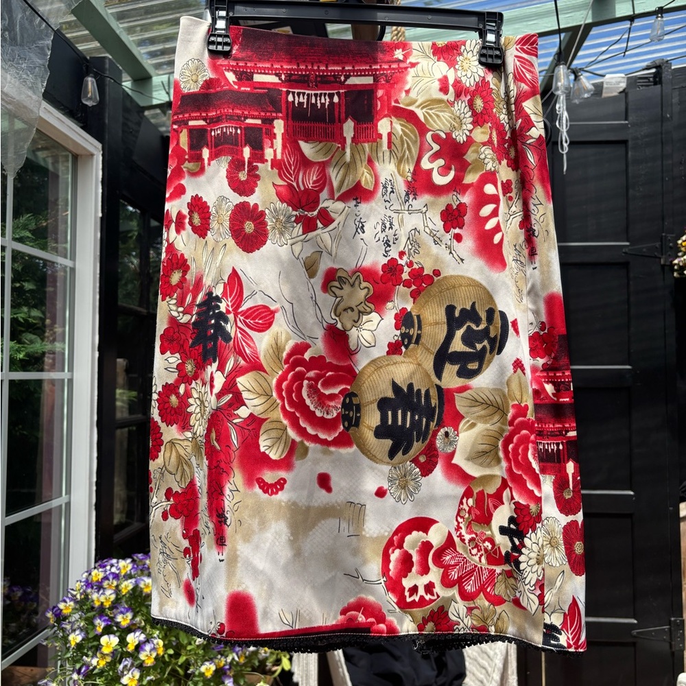 Floral Red and White Skirt